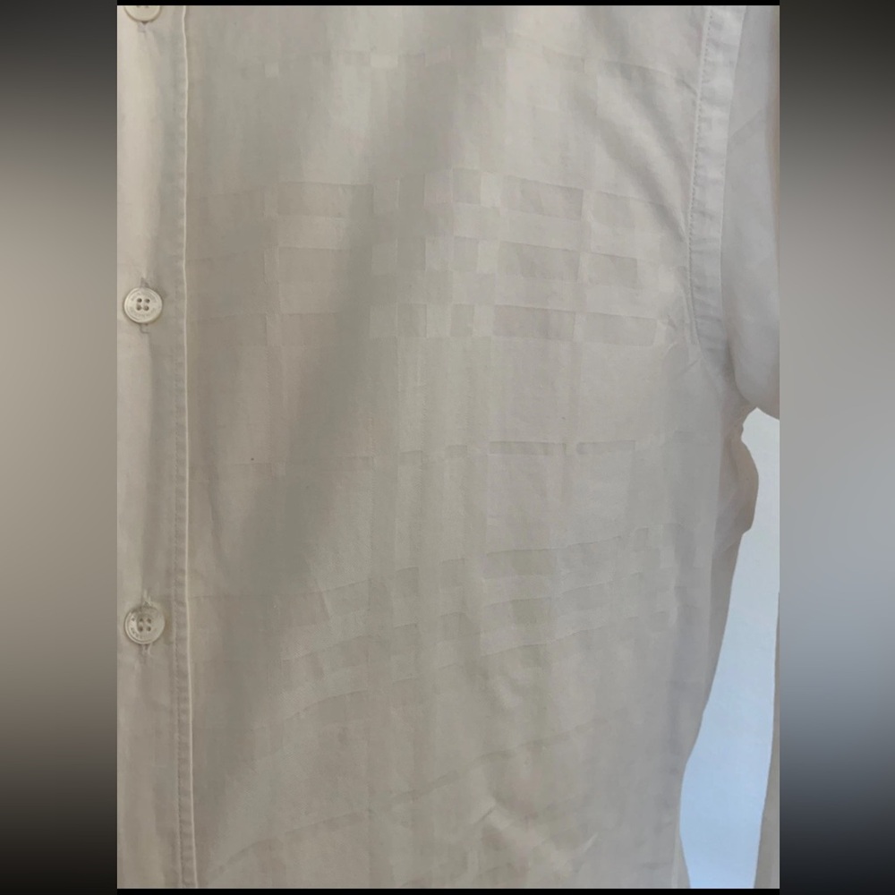 BURBERRY LONDON Mens Dressy Shirt White Button Down Nova Check Long Sleeve Sz L - Picture 10 of 16
